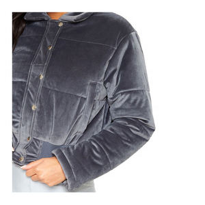 Chaqueta acolchada de terciopelo personalizada de alta calidad para mujer, nuevo diseño de terciopelo recortado a prueba de viento con cuello levantado - Product Image 2