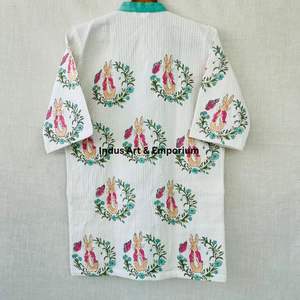 Peignoir en coton imprimé à la main pour enfants, vente en gros, coton gaufré imprimé à la main, kimono en coton - Product Image 6