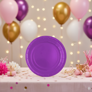 Assiettes en papier violettes Party Love 23 cm jetables pour fêtes, lot de 12 - Product Image 3