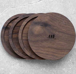 ที่รองแก้วไม้อะคาเซียพร้อมปากถาดรองแก้วไม้โอ๊คทรงกลมถาดรองแก้วกาแฟสำหรับใช้ในสำนักงานหรือปาร์ตี้รับประทานอาหารกลางแจ้ง - Product Image 3