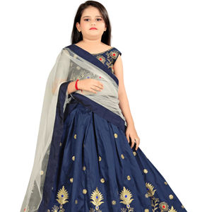Lehenga Choli Dupatta Shoryam pour filles, entièrement cousu, de qualité supérieure, tendance |   Vêtements pour enfants pour fêtes et mariages |   Robe traditionnelle indienne longue jusqu'au sol - Product Image 1