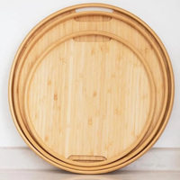 Ensemble de 3 plateaux ovales décoratifs en bambou ERKUGO de qualité supérieure, écologiques, 40-35-30 cm, compatibles micro-ondes et lave-vaisselle, motif bois