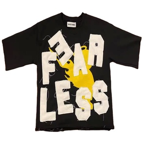 Custom Cut and Sew T-shirt Heavy Cotton Crew Neck Shirts Tee Oversized <b>Applique</b> <b>Patch</b> Embroidery Boxy Cropped T Shirts for Men - Product Image 4