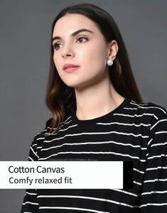 Ropa de calle transpirable, camisetas de estilo clásico para mujer, camisetas holgadas informales de Color blanco y negro, cómodas y ligeras - Product Image 4