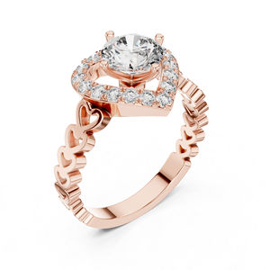 แหวนเพชรทรงกลมทองคำขาว 14K สำหรับผู้หญิงเครื่องประดับงานแต่งงาน |   เพชรที่เพาะเลี้ยงใหม่ - Product Image 4