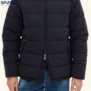 Veste matelassée imperméable à capuche pour homme, vente en gros, OEM, impression personnalisée avec logo, veste d'hiver décontractée, poches - Product Image 3