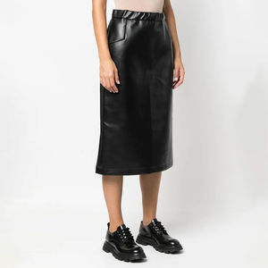 Prix de gros Jupes confortables en cuir véritable pour femmes Longueur régulière personnalisées Respirant Doux Brillant Serré pour l'hiver - Product Image 3