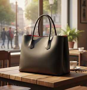 Black Leather <b>Tote</b> <b>Bag</b> Women Large Luxury <b>Work</b> Handbag Cotton Lining Structured Shoulder Purse Minimalist Fashion Two Zip - Product Image 3