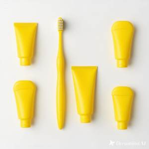 Kit de brosse à dents jaune élégant pour hôtel | Ensemble de soins bucco-dentaires minimaliste avec dentifrice et étui de voyage 100 Boîte à personnaliser - Product Image 4