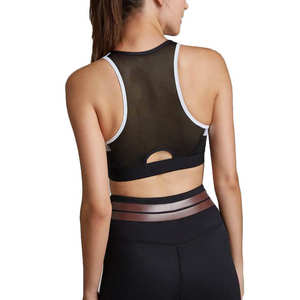 Soutien-gorge de sport pour femmes de couleur noire solide soutien-gorge de sport léger en tissu extensible de haute qualité à taille élastique vêtements de sport vente en gros - Product Image 3