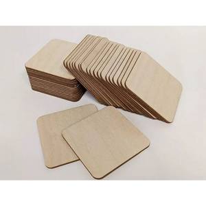 Handcrafted Wooden Square Acacia Solid Wood Coaster Set with Insulation Mat Drink Coasters and Holder - Product Image 2