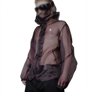 Zip-Up Baggy Sheer Mesh Hoodies Garçons En Gros 100% Polyester Sexy Night See Through Hoodie Hommes - Product Image 6