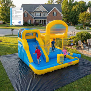 <span class=keywords><strong>Château</strong></span> Gonflable Jaune Dessin Animé avec Toboggan Eau, Piscine et Pistolet Eau pour Fêtes Jardin Enfants - Product Image 1
