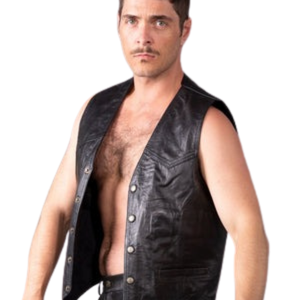 Classic Leather Waistcoat <b>Mens</b> <b>Black</b> Faux Leather Sleeveless Fetish Clubwear <b>Vest</b> - Product Image 2