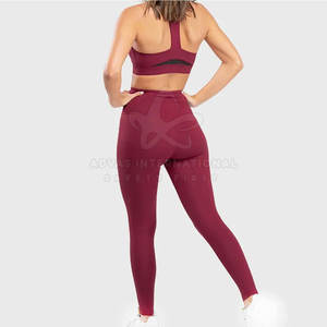 Conjunto de Yogini informal para mujer, ropa de Fitness transpirable personalizada para gimnasio, patrón sólido, cierre de cordón, 2 piezas, Spandex/poliéster - Product Image 4