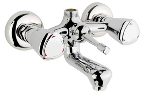 Grifo Mezclador de Baño Tradicional de Latón Cromado de Alta Calidad con Doble Manija, Montaje en Cubierta, Alto Flujo, Cartucho Cerámico y Dosificador, Venta al por Mayor - Product Image 2