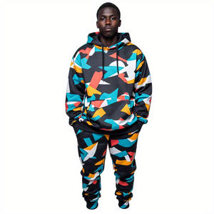 Chándal de Terry francés de fabricante de ropa de calle, chándal holgado con estampado gráfico personalizado, chándal con capucha y cremallera para hombre - Product Image 5