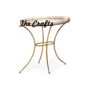 Plateau de service en fer et verre personnalisé OEM Plateau à café de forme ronde pour la vaisselle avec support - Product Image 4