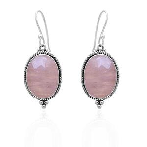 Women's <b>Fine</b> Jewelry 925 Solid Sterling Silver Dangle <b>Earrings</b> with Rose Quartz Gemstone Fashionable Accessory for Girls - Product Image 1