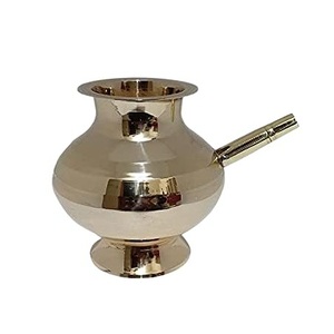 Lota de Latón Puro Vintage de Alta Calidad con Acabado Pulido para Uso en la Cocina, Artículo de Cocina Árabe Antiguo - Product Image 1