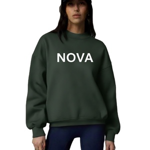 Women's Eco-Friendly <b>Fleece</b> Casual Autumn Oversized Mockneck Top Loose Fit 100% Cotton Anti-Pilling Custom Front Logo - Product Image 1