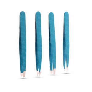 Pince à épiler en acier inoxydable personnalisée avec logo, emballage en pochette, antistatique, durable, à pointe inclinée, vente en gros - Product Image 3