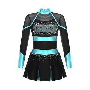 Ensembles d'uniformes de cheerleading pour filles avec logo personnalisé en gros pour les équipes scolaires, tissu 100% polyester, performance de danse - Product Image 1