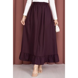 Plum-Colored Chiffon Wrap <b>Skirt</b> with <b>Elasticated</b> Waist & Ruffle Details Soft & Breathable Digital Print Technique - Product Image 2