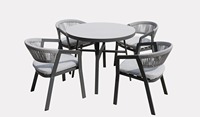 Ensemble de table ronde en acier inoxydable 4 places, design moderne avec une qualité durable, meubles d'extérieur