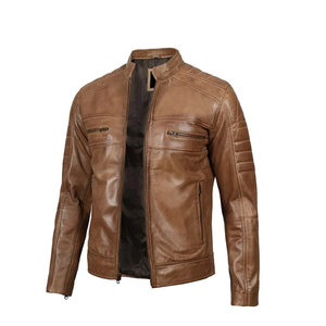 Chaqueta de Cuero Tradicional Elegante para Hombre en Color Marrón, Cuero Genuino para la Temporada, Chaqueta para Hombre - Product Image 1