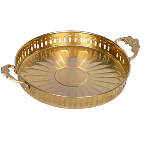 Bandeja de servicio de latón para Home Hotel y restaurante Color dorado Último diseño Bandejas de servicio de latón Suministros de hotel de forma ovalada - Product Image 6