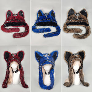 Maßgefertigt auf Lager: Subkultur Hot Girl Katzenohren-Mütze, Punk Rock Herbst/Winter Warme Mütze, Dunkler Gothic-Stil Winter Plüschmütze - Product Image 5