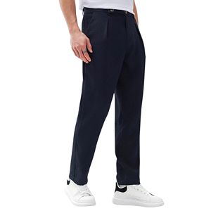 Pantalon chinos coordonné bleu marine pour hommes de qualité supérieure Pantalon gaufré de taille américaine avec taille moyenne Meilleure offre quantité minimale de commande bas OEM Design décontracté personnalisé - Product Image 3