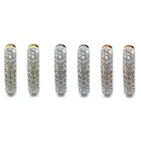 Prix d'usine – Magnifiques boucles d'oreilles créoles fines vintage en or blanc 18 carats avec diamants véritables taille brillant pour femme, idéales pour mariage et soirée