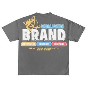 Premium Quality Custom Grey Color Cotton Sun Faded T Shirts Men's Custom Regular Fitted Screen Printed Design T Shirts For Men's - Product Image 6