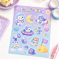 Autocollants personnalisés coréens scintillants Kawaii mignons en vinyle avec effet film arc-en-ciel, feuille d'autocollants à paillettes découpés à la forme pour enfants