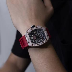 Premium Quality Automatic Mechanical <b>Watch</b> Men Women Custom Design Glass Luxury Iced VVS Moissanite Diamond Hand <b>Set</b> Black Pearl - Product Image 5