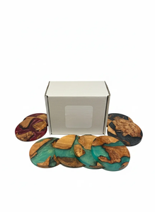 Posavasos de Resina de Madera Natural, Duraderos, con Acabado Epoxi Transparente, Posavasos Clásicos para Bebidas, para Hogares Modernos - Product Image 3