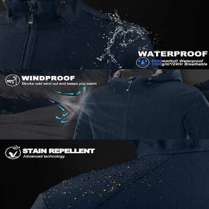 2025 Premium Men's Waterproof Windproof Softshell Outdoor Jacket Warm Fleece-Lined Hiking <b>Camping</b> Winter Coat Front High Street - Product Image 2