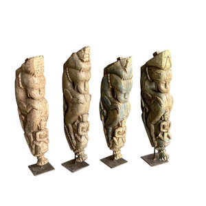 Support mural en bois vintage indien, sculpté à la main, décoration murale architecturale, style rustique antique, intérieur de maison, assortiment, 1 conteneur - Product Image 5