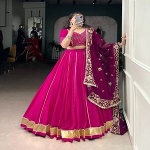 Precioso algodón de aspecto con encaje Touch Lehenga Choli Fabricante y proveedor de Surat a precio barato - Product Image 1