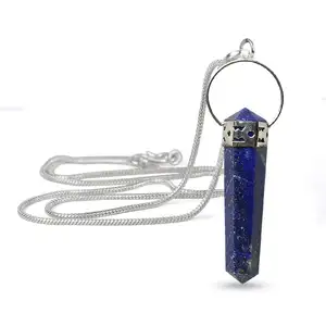 Vente en gros de pendentif crayon à double terminaison en Lapis Lazuli naturel de haute qualité