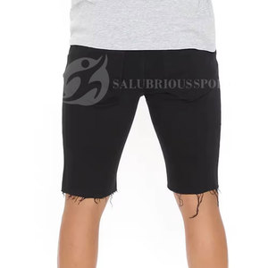 Pantalones Cortos Casuales de Mezclilla para Hombre, de Verano, Transpirables, de Punto, de Cintura Media, Estilo Cargo, Pierna Ancha, Estilo Hip Hop, Lavado Claro, de Poliéster/Algodón - Product Image 3