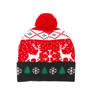 Bonnet d'hiver en jacquard 100 % acrylique en gros, logo personnalisé, pompon, bonnet de Noël avec motif rayé pour Noël - Product Image 5