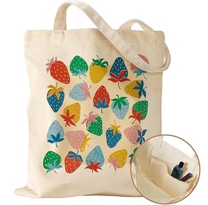 Bolso de mano para compras de frutas y verduras, 100% de algodón, bolsas de mano de color rosa liso con logotipo personalizado - Product Image 3