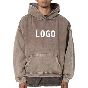 Sudadera con capucha de algodón grueso de felpa francesa, cómoda, personalizada, con efecto tie-dye, estilo vintage, lavado ácido, para universidad/colegio, venta al por mayor. - Product Image 1