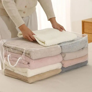 Clear PVC Box <b>Chest</b> Bag 4 Side Gusset 3 Side Zipper HF Handle Blanket <b>Storage</b> Wholesale OEM - Product Image 2