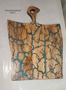 Tabla de cortar de resina azul y madera hecha a mano de lujo, tabla de servir de charcutería de queso Premium para Cocina - Product Image 5