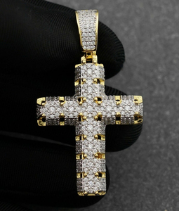 18K Solid Gold 925 Sterling <b>Silver</b> VVS Diamond Iced Custom VVS <b>Cross</b> Pendant HipHop Style Moissanite for <b>Men</b> - Product Image 6