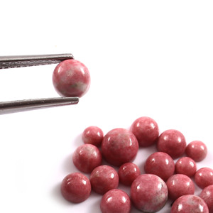 8X8MM AAA + Rose Naturel Thulite Cabochon Rond Dos Plat Semi-Précieux Calibré Lâche Pierres Précieuses Fabrication de Bijoux Lot En Gros - Product Image 2